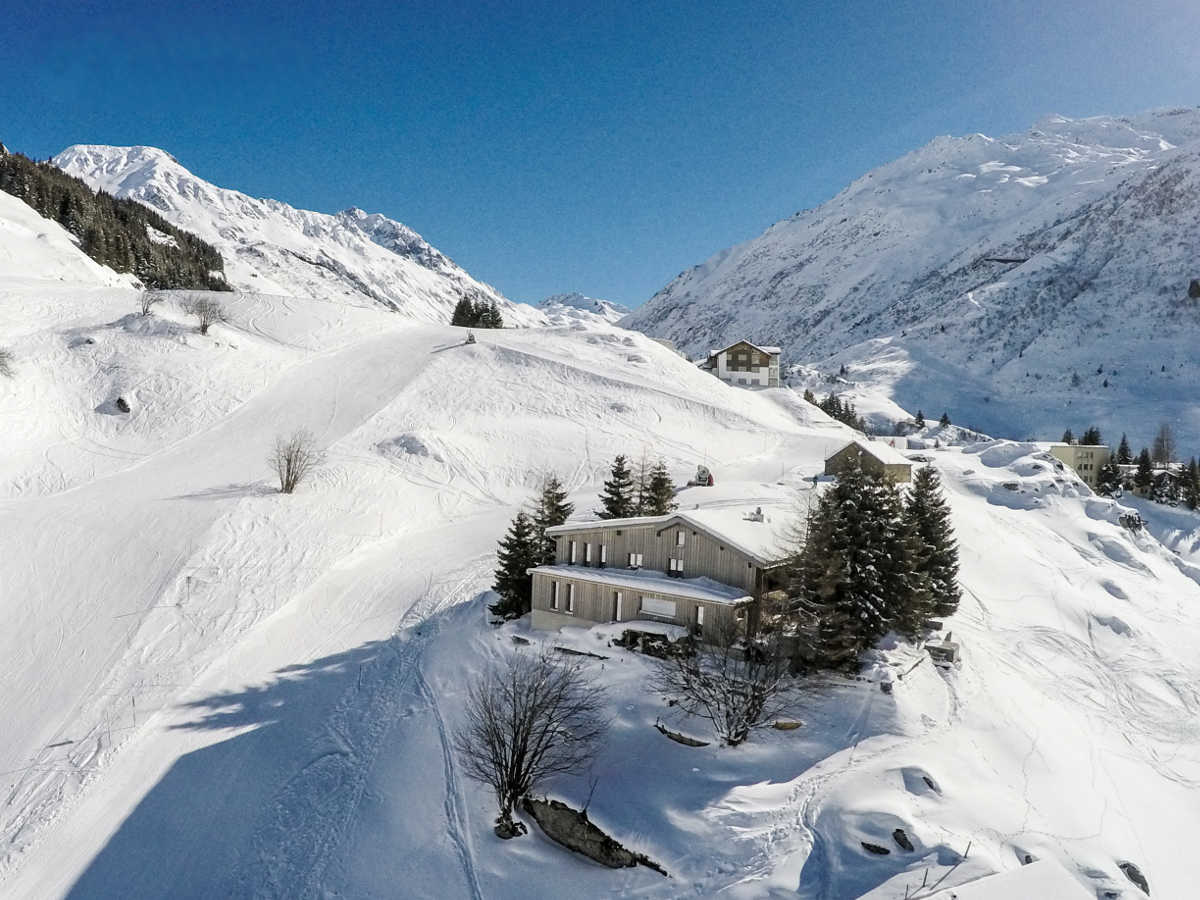 Hütte Schweiz Winter Ansicht